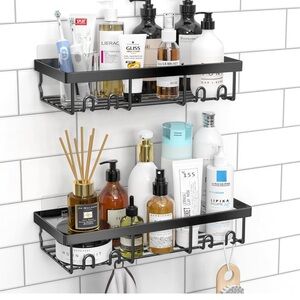 Black Wall-Mounted Shower Caddy